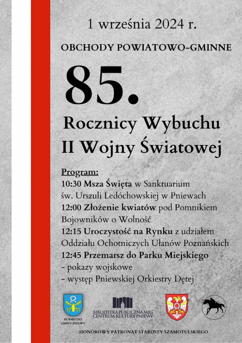 Obchody Powiatowo-Gminne 85. Rocznicy Wybuchu II Wojny Światowej